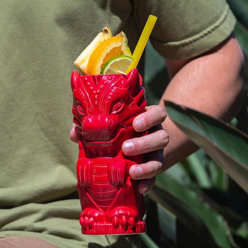 Beeline Creative Geeki Tikis Red Dragon Fantasy Mug | Ceramic Tiki Style Cup | Holds 17 Ounces