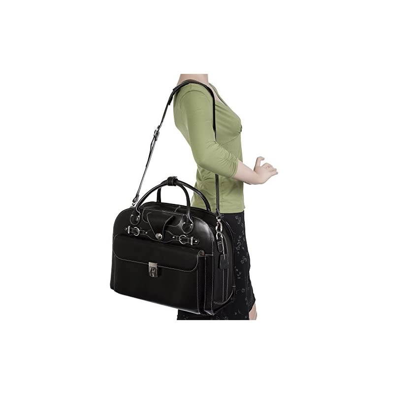 ROSEVILLE 96645 Leather Fly-Through Checkpoint-Friendly Detachable-Wheeled Ladies' Briefcase