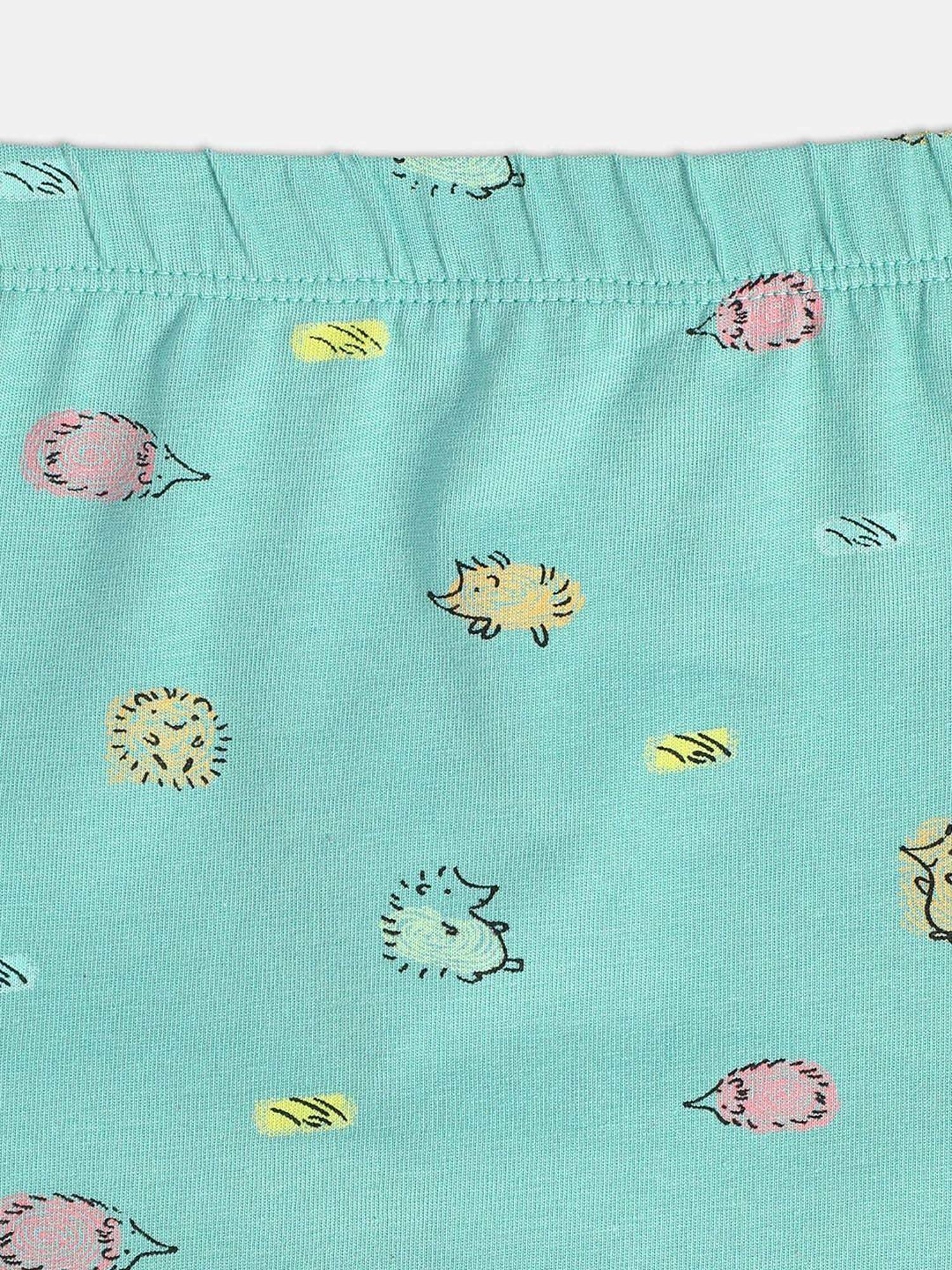 MINIKLUB Girls Orange & Blue Printed Full Sleeves Legging