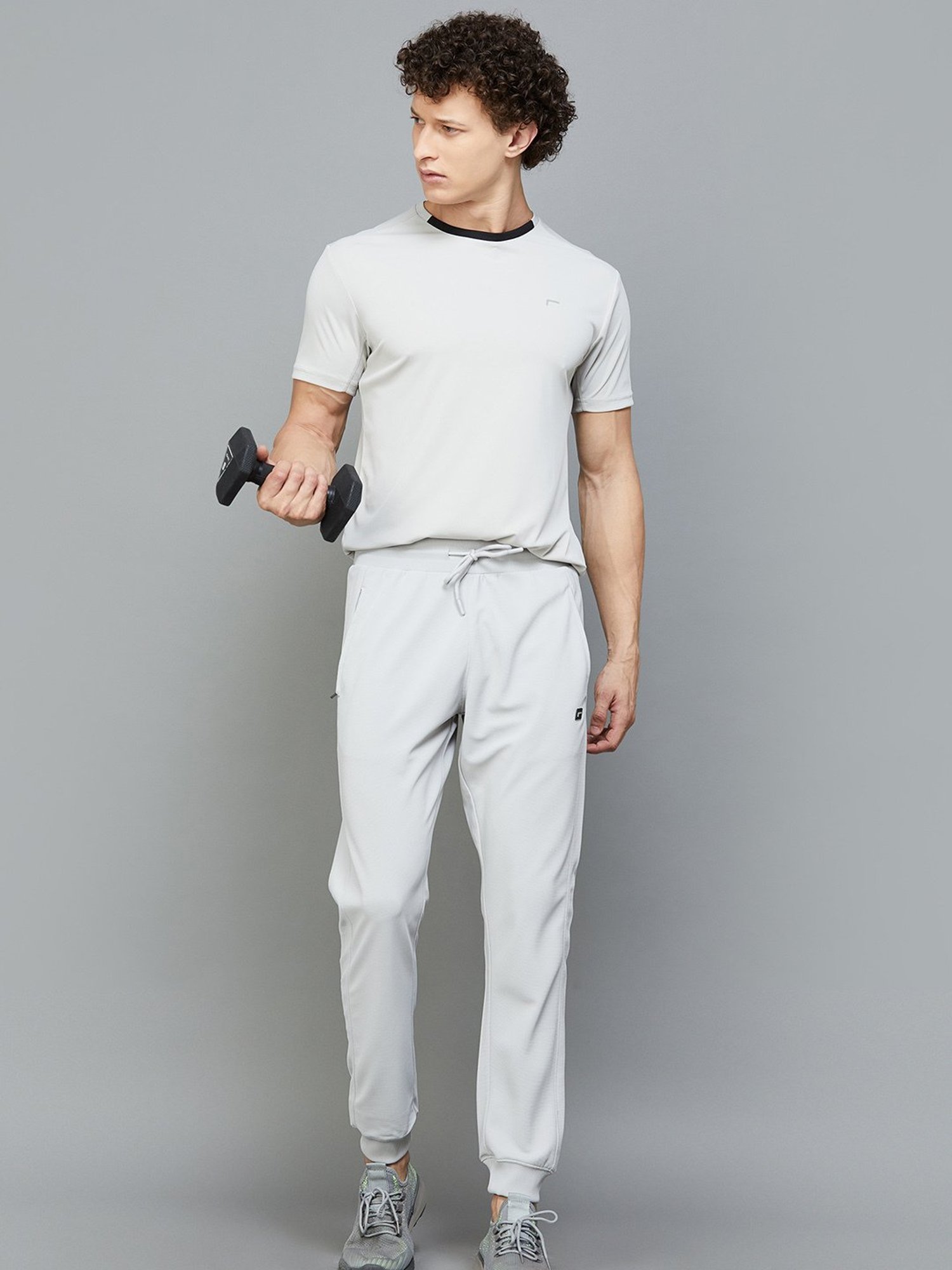 Fame Forever by Lifestyle Light Grey Regular Fit Sports T-Shirt