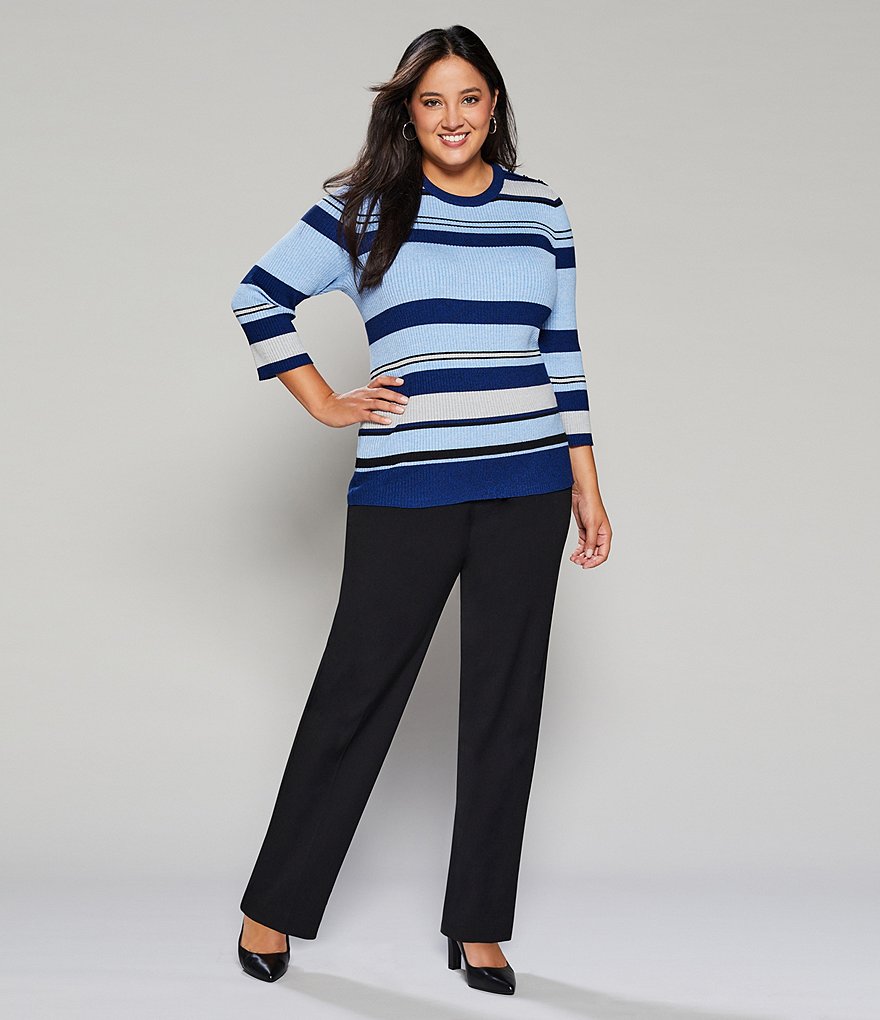 Investments Plus Size the PARK AVE fit Pull-On Straight Leg Pant with Pockets