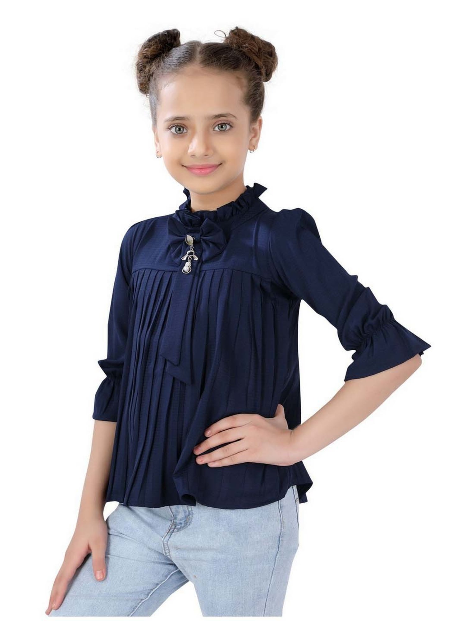 poplins Kids Navy Cotton Regular Fit Top