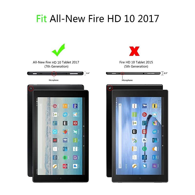 Ultra Slim Lightweight Shell Standing Case for  All-New Fire HD 10 10.1" 2019/2017 Model Smart Cover with Auto Wake/Sleep Feature, Unicorn Zoo