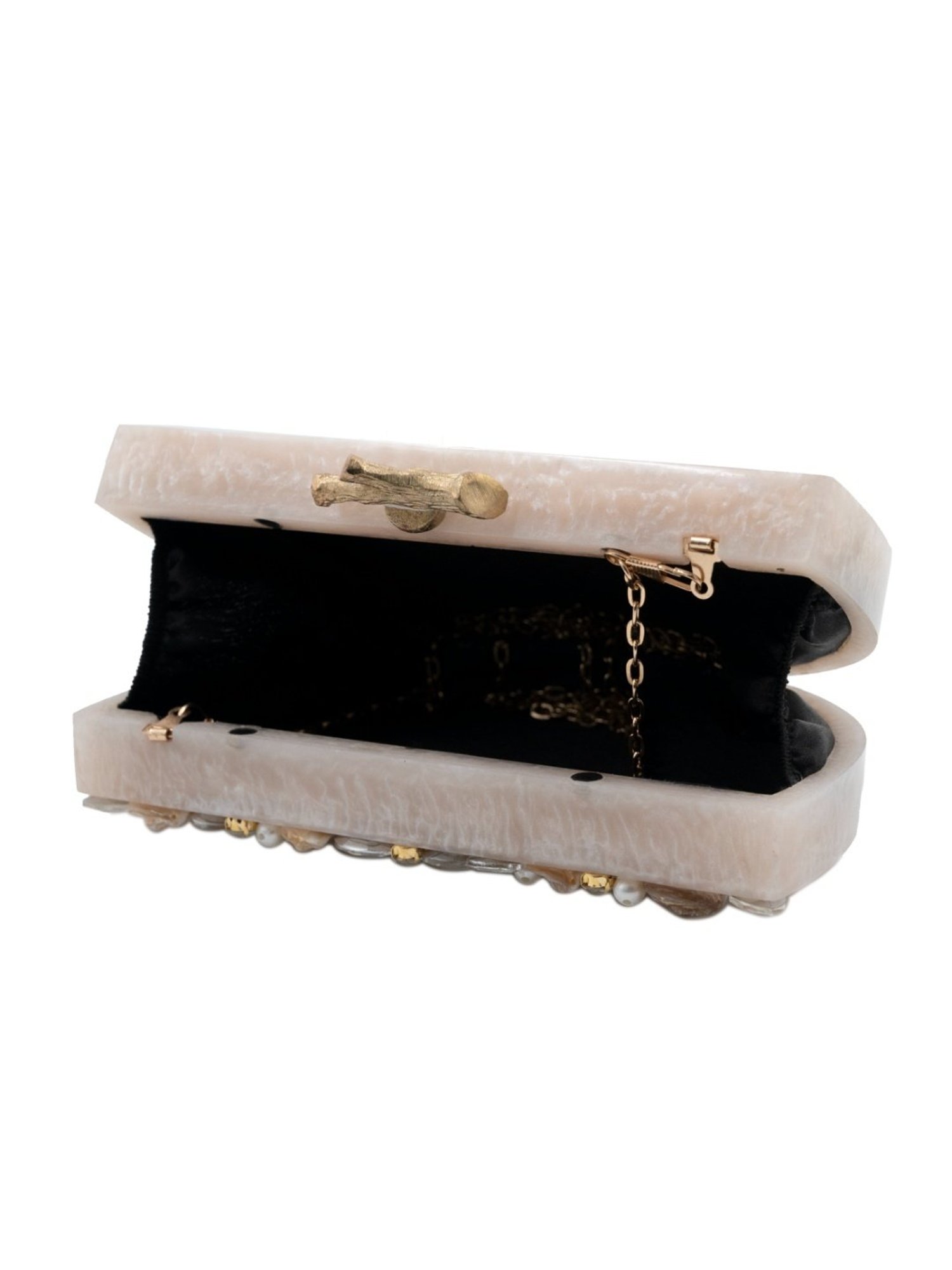 Sugarcrush Beige Luxury Studded Small Clutch