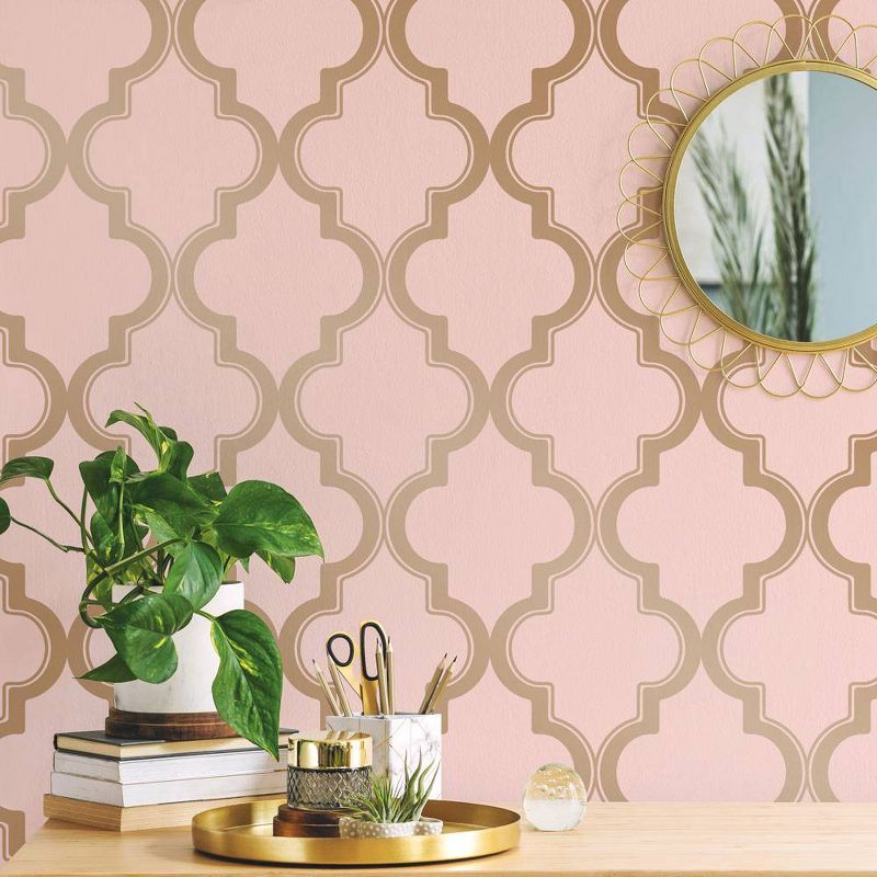 Tempaper Marrakesh Self-Adhesive Removable Wallpaper Pink/Gold