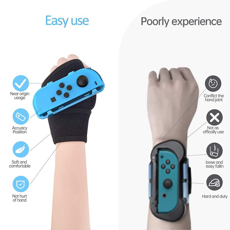 Wristband is suitable for Just Dance 2021 2020 2019 switch, hands-free elastic wristband, suitable for Nintnedo Switch dance accessories, a pair of JoyCon grips (black), adult version