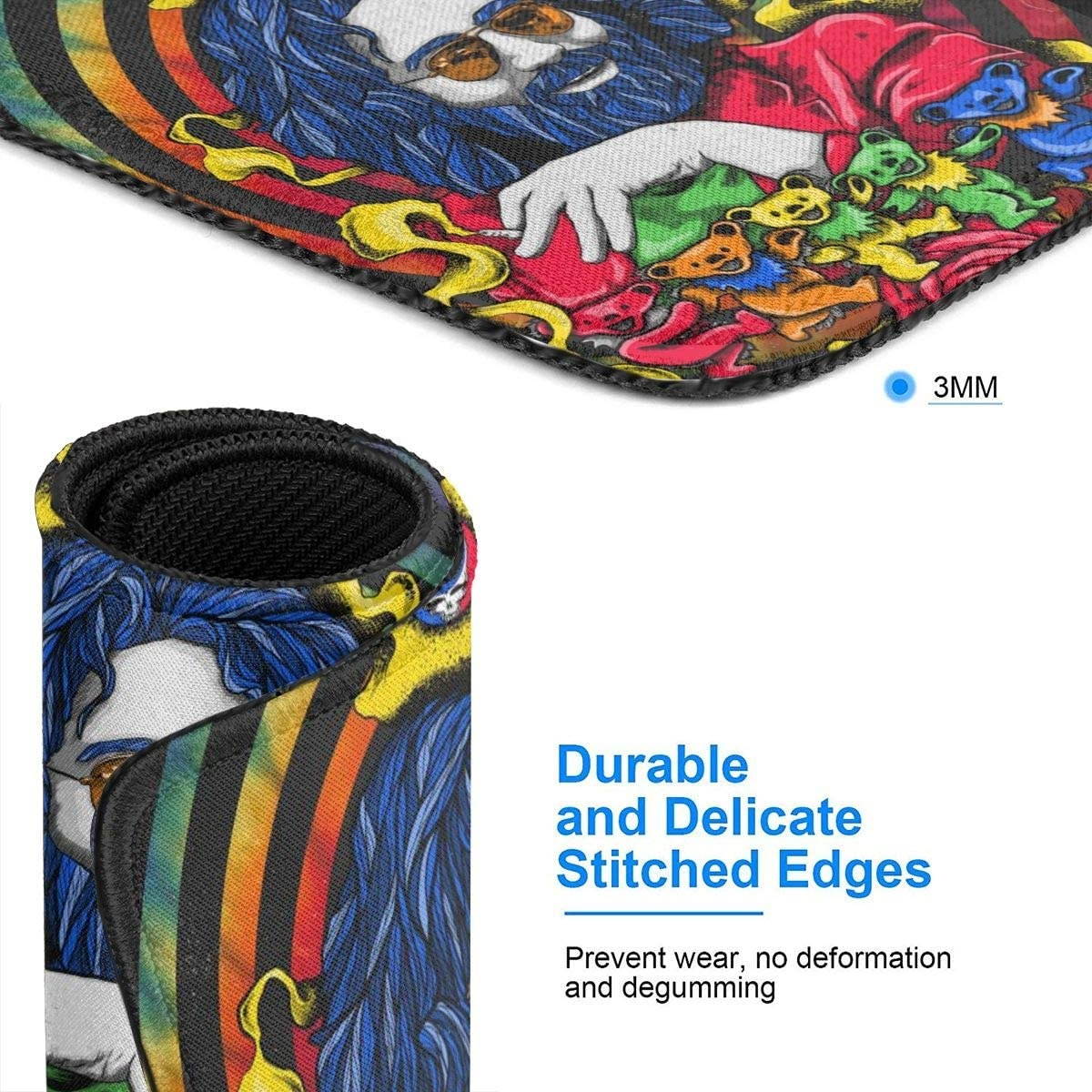 Grate-ful Dead Mouse Pad Dancing Bear Printed Mousepad Colorful Gaming Mouse Pads Non - Slip Rubber Base for Computer Game 7.1x8.7 in/18x22 cm