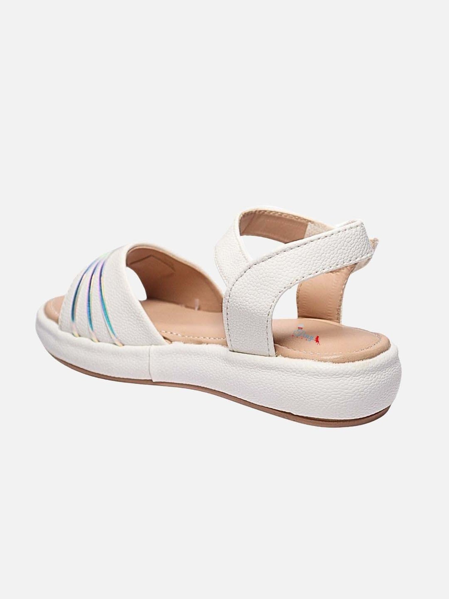 Tiny Bugs Girls Off White & Pink Party Wear Slip Ons