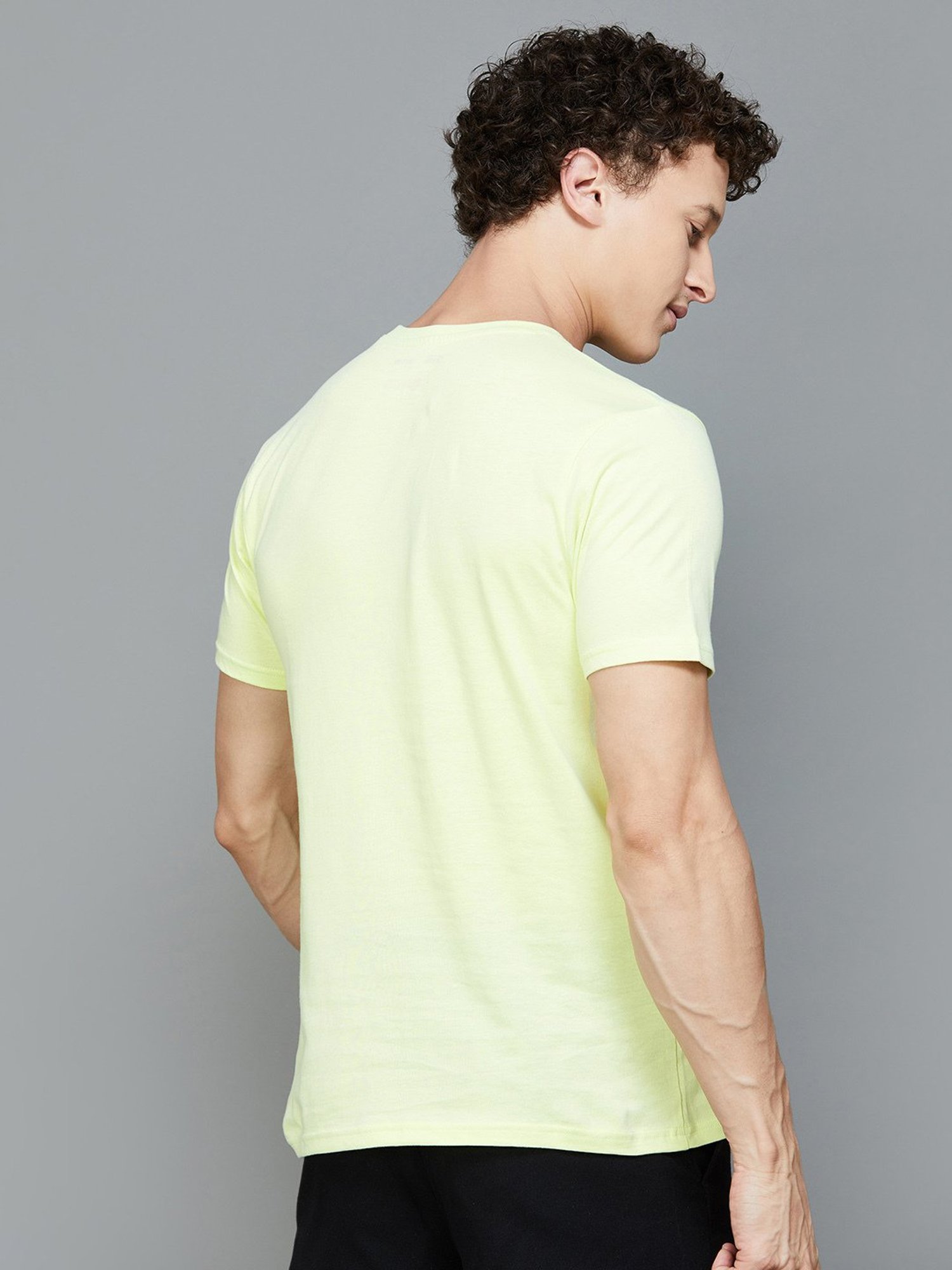 Fame Forever by Lifestyle Lime Yellow Regular Fit Graphic Print T-Shirt