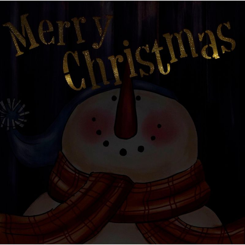 Northlight LED Lighted "Merry Christmas" Snowman Christmas Canvas Wall Art 11.75" x 11.75"