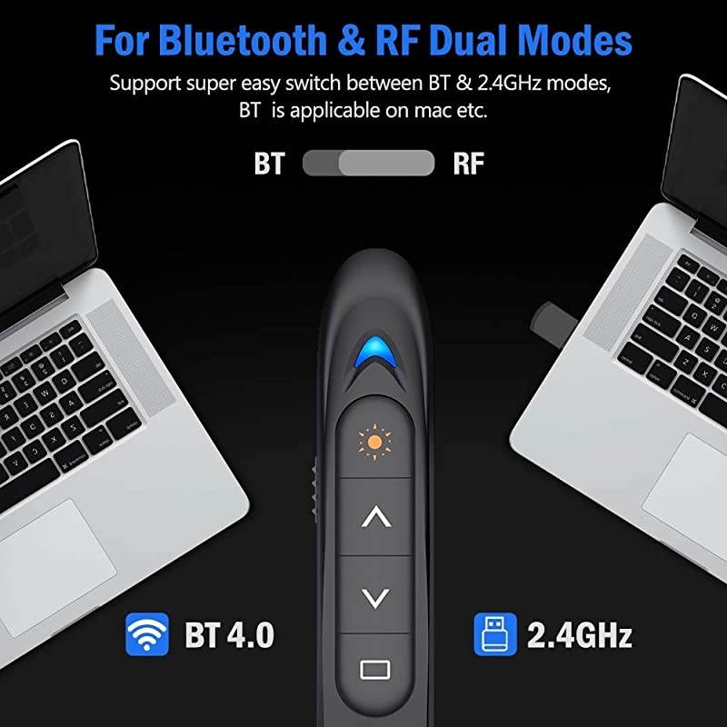 for Bluetooth Powerpoint Presentation Clicker RF 24GHz PPT Wireless Presenter Presentation Remote Powerpoint Clicker Remote for MacWindowsKeynoteComputer Not for iPad