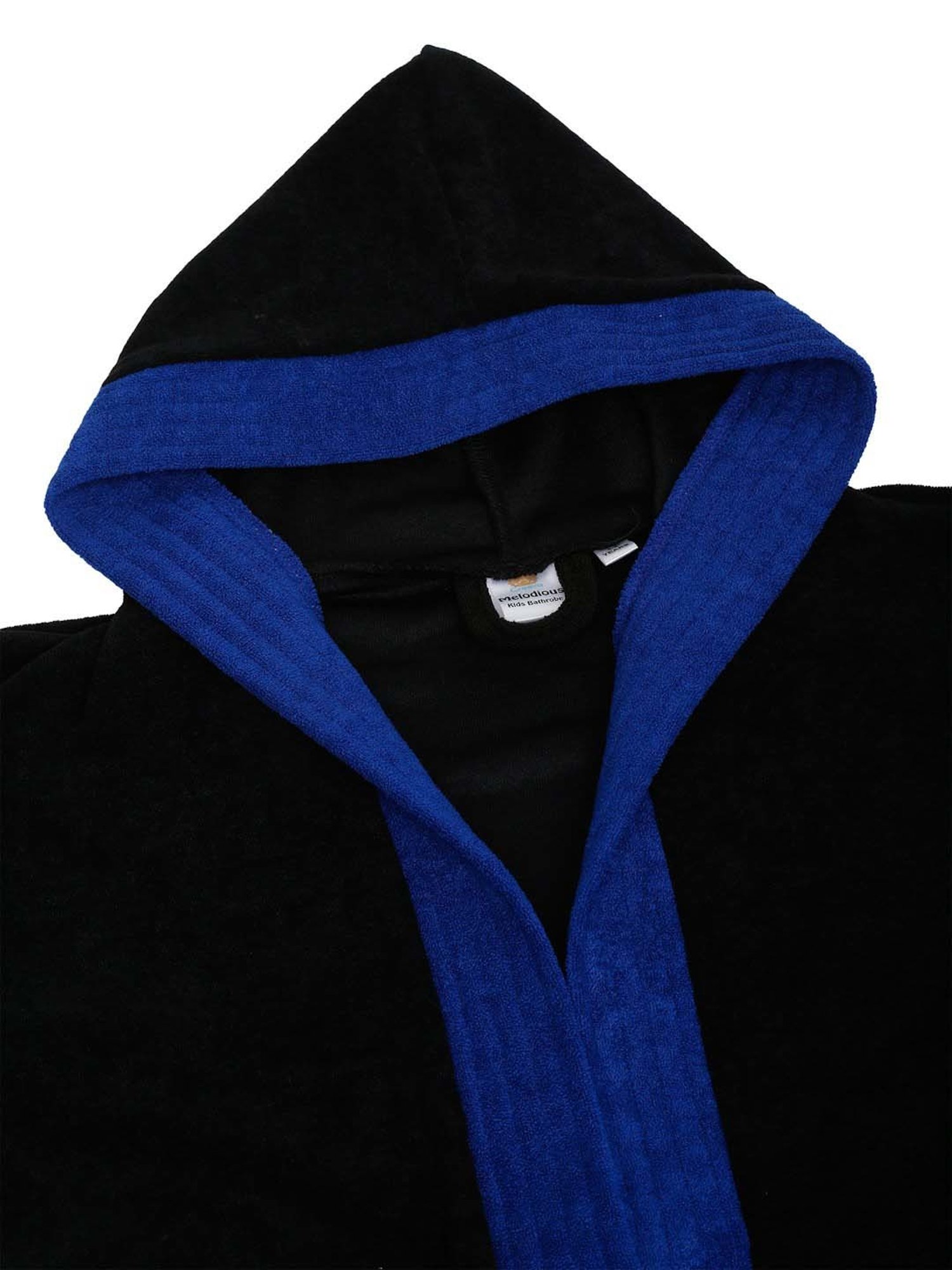Creeva Melodious Black & Turkish Micro Terry 225 GSM Kids Hooded Bathrobe 4-5 Years With Pocket