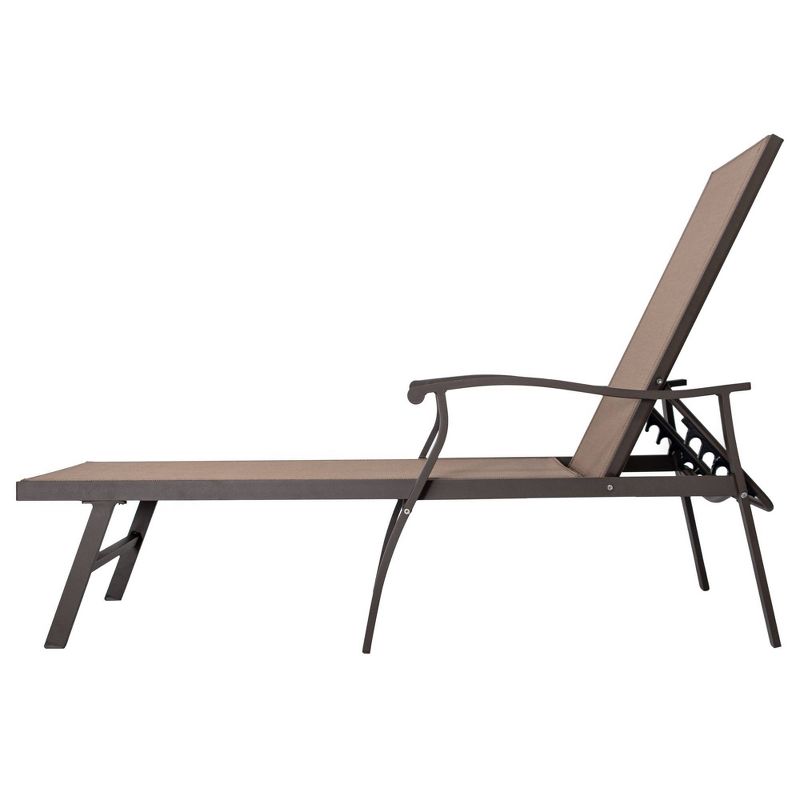 2pc Outdoor Aluminum Adjustable Chaise Lounge Chairs - Brown - Crestlive Products