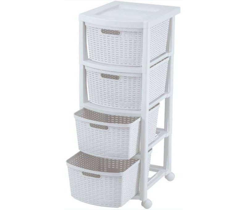 4 Drawer Rolling Cart White - Inval