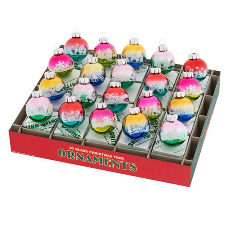 Shiny Brite 1.5" Ombre Flocked Rounds Set / 20 Ornament Christmas Confetti  -  Ornament Sets