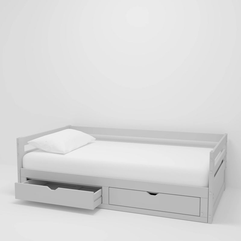 Twin to King Augusta Extending Day Bed with Storage Drawers Dove Gray - Alaterre Furniture