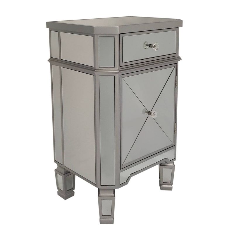Single Drawer Mirrored Accent Cabinet Silver/Clear - The Urban Port