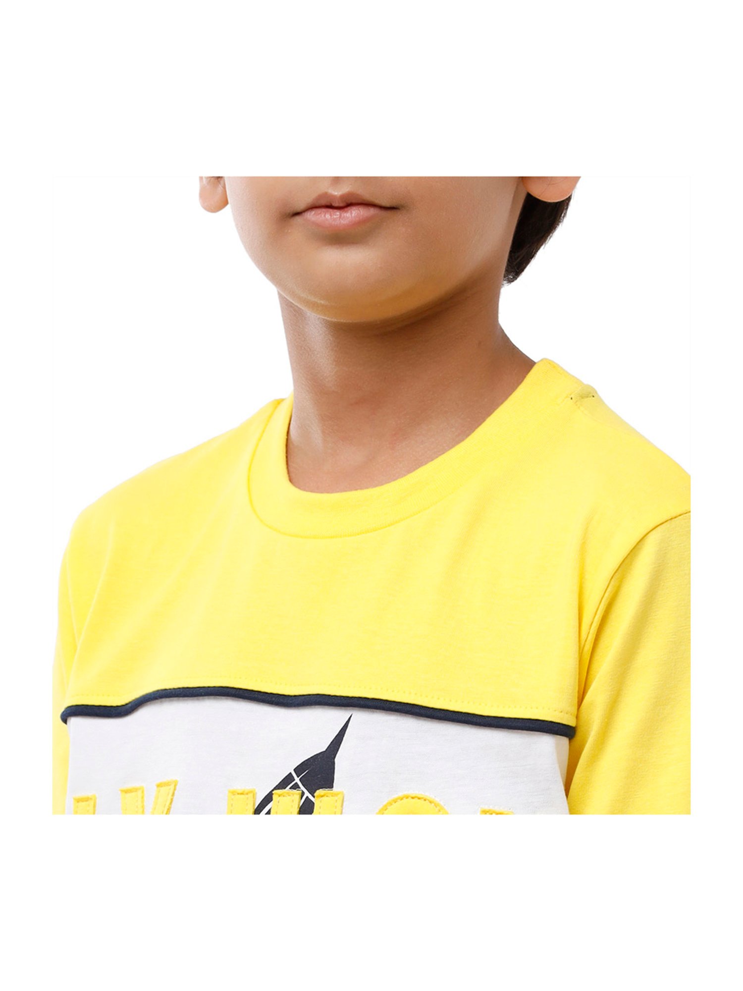 Under Fourteen Only Kids Yellow & White Applique Full Sleeves T-Shirt