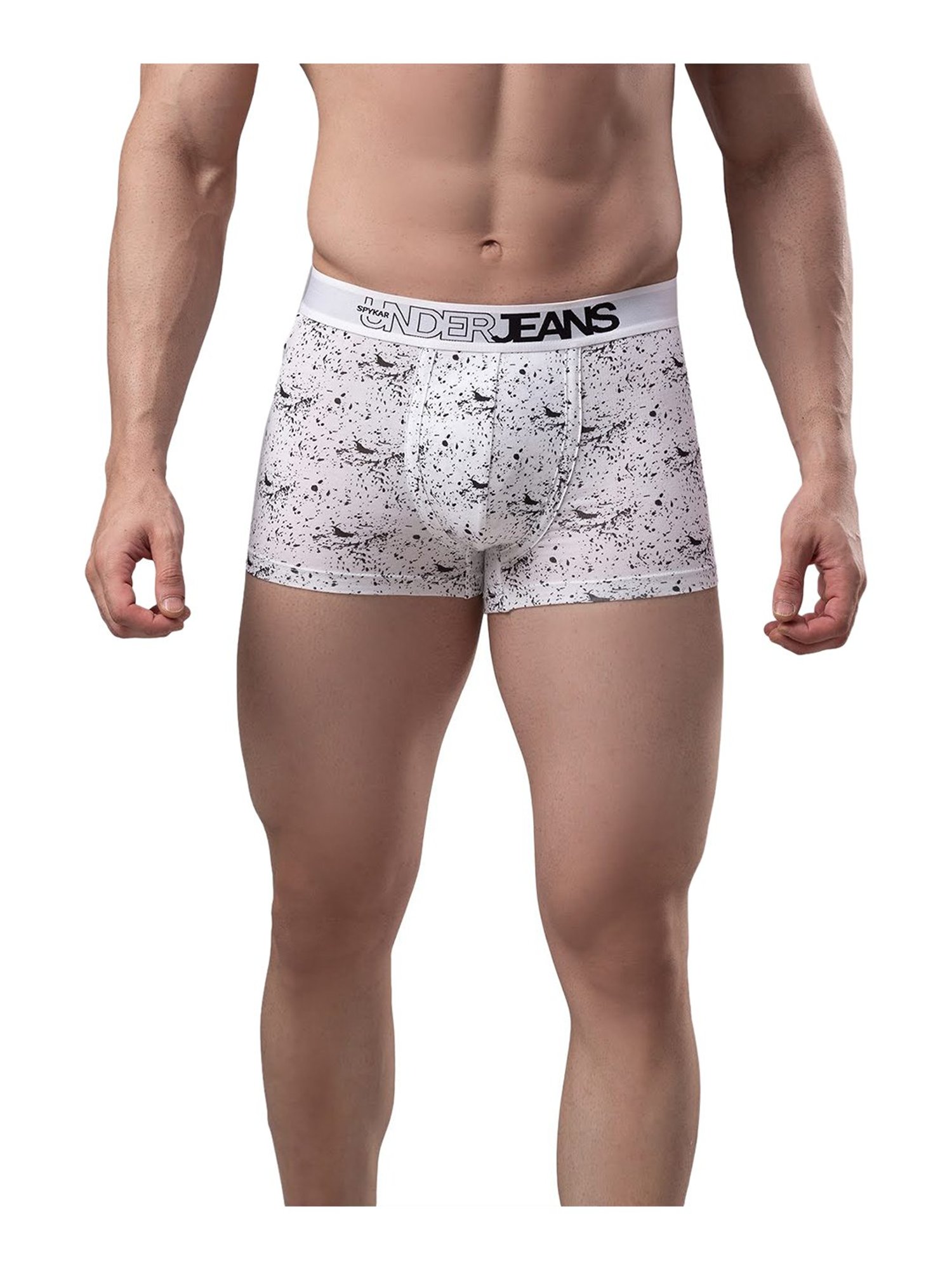 UnderJeans by Spykar White Printed Trunks