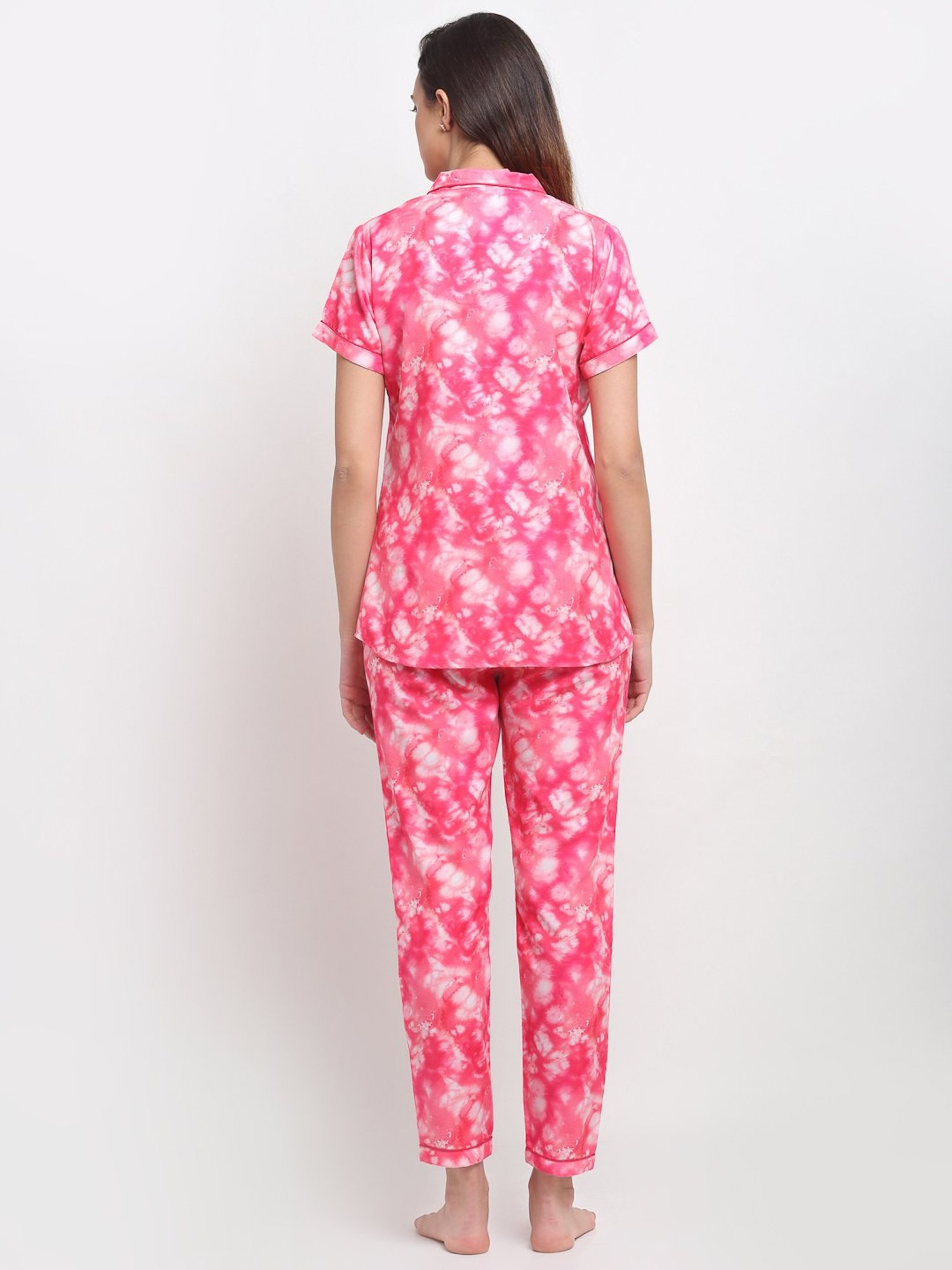 Erotissch Pink Printed Shirt Pyjama Set