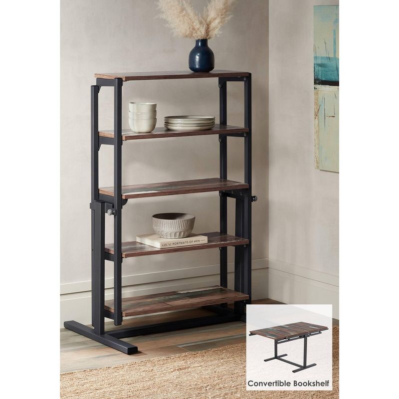 55 Downing Street Distressed Walnut Convertible Bookshelf Dining Table