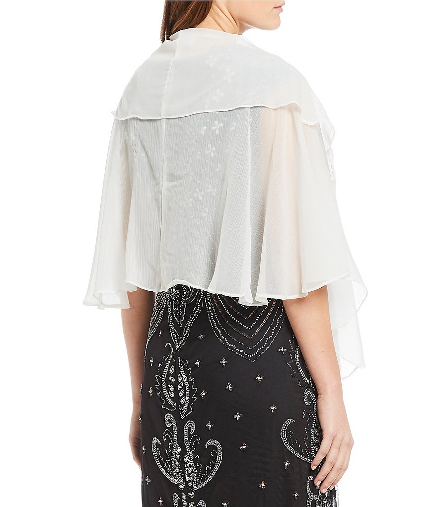 Cejon Metallic Crocheted Fringe Metallic Evening Wrap