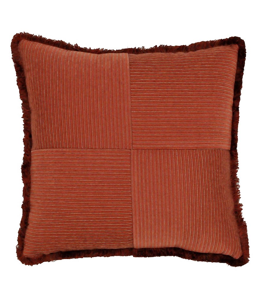 Rose Tree Harrogate Fringed Mitered Striped Reversible Square Pillow