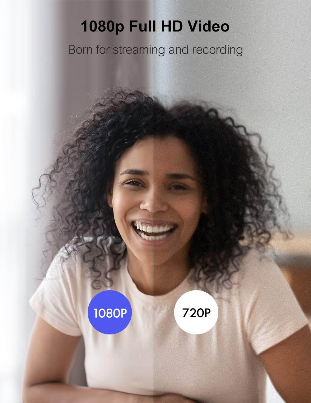 Webcam with Microphone, 1080P HD Webcam Streaming Computer Web Camera - USB Computer Camera for PC Laptop Desktop Video Calling, Conference