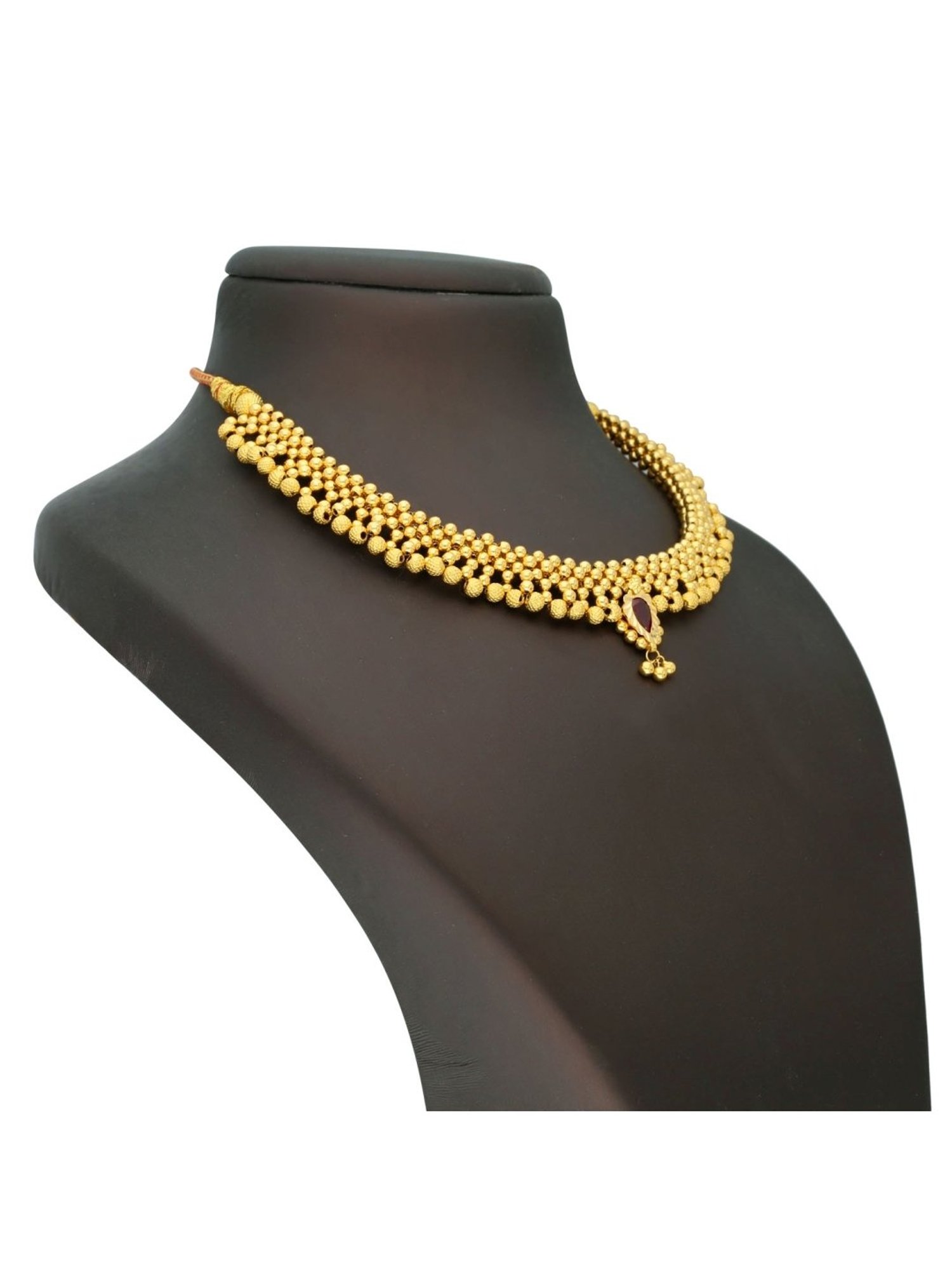 Malabar Gold and Diamonds 22k Gold Semi-Long Tushi Matinee Necklace For Women