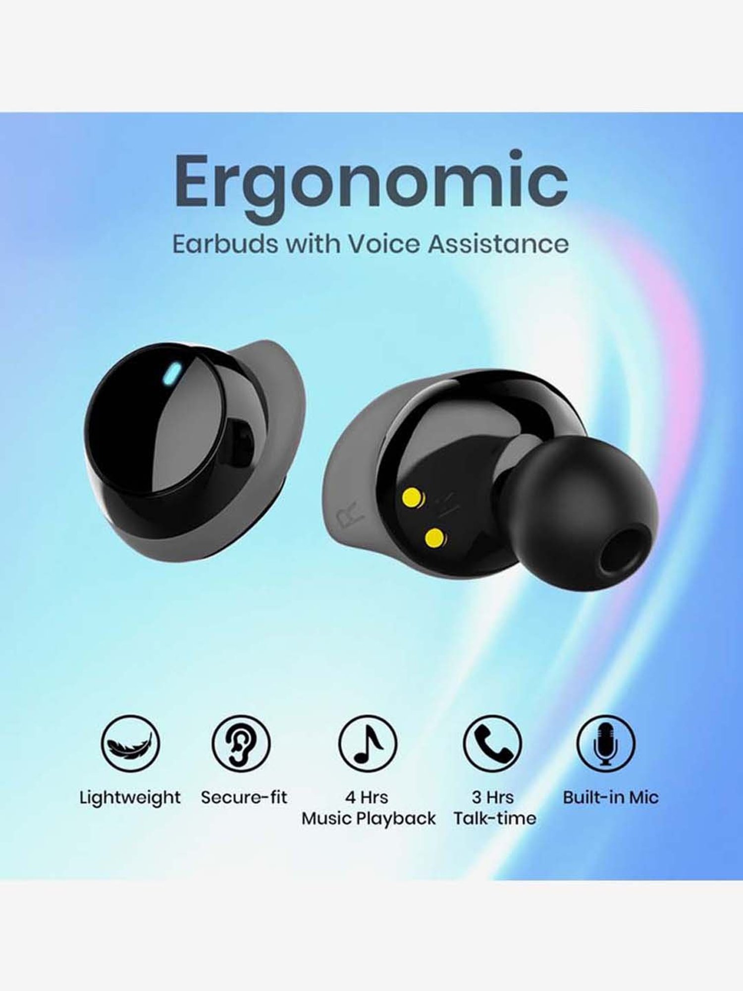 PTron Basspods 581 True Wireless Bluetooth Earbuds with Charging Case (Black and Grey)