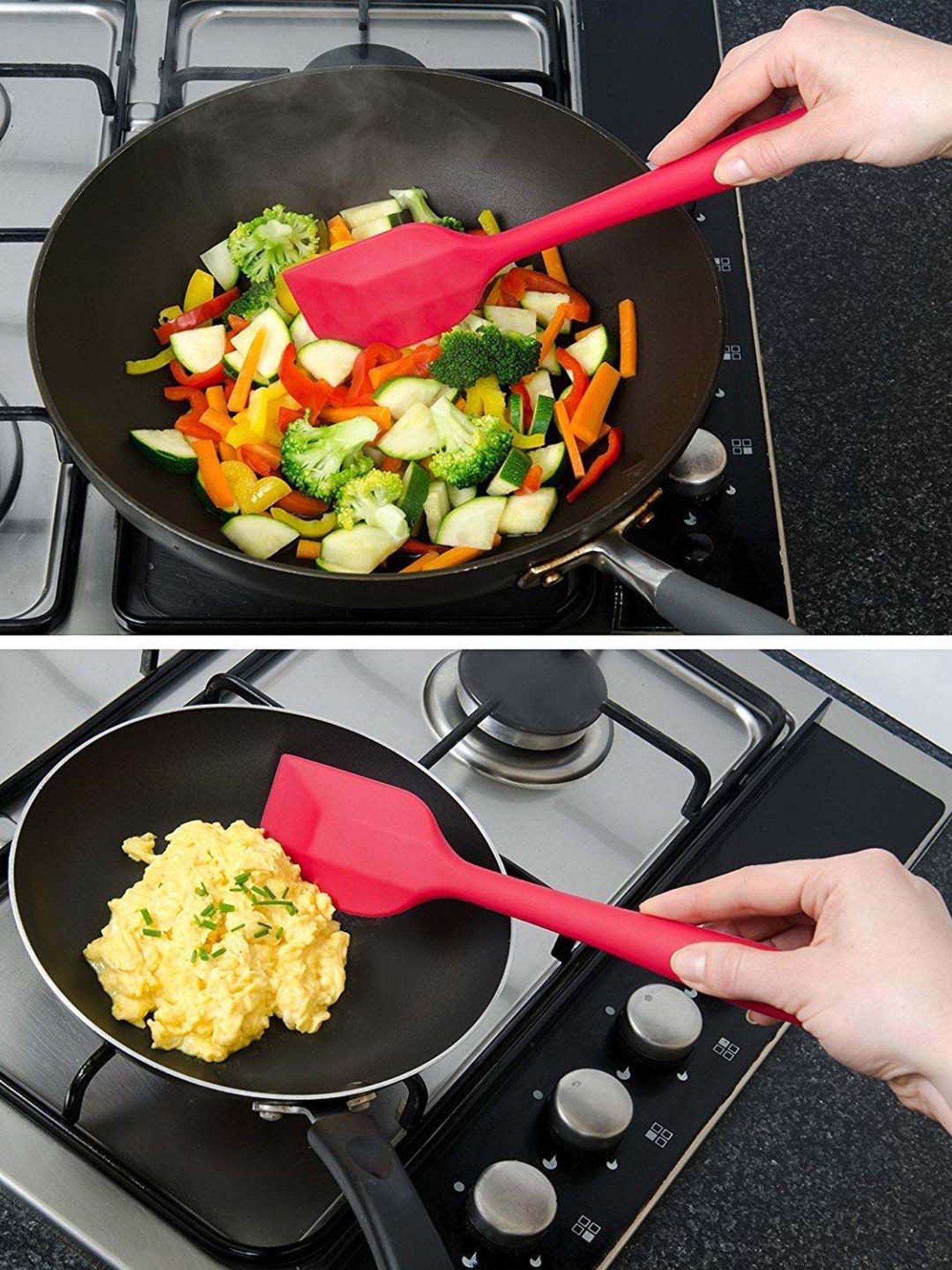 Femora Red Silicone Spatula with Grip Handle - Set of 2