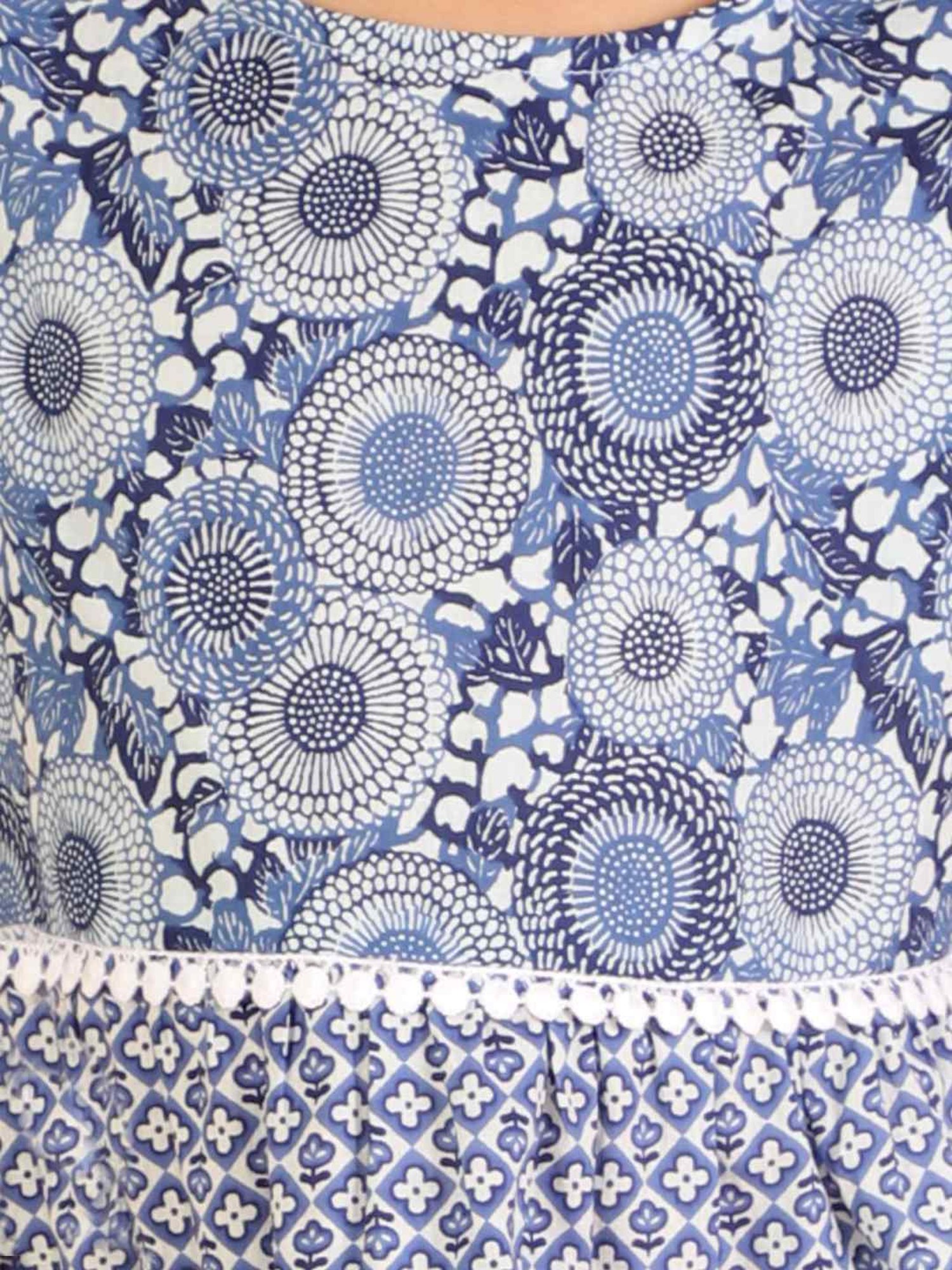 Lil Drama Kids Blue Cotton Printed Dress