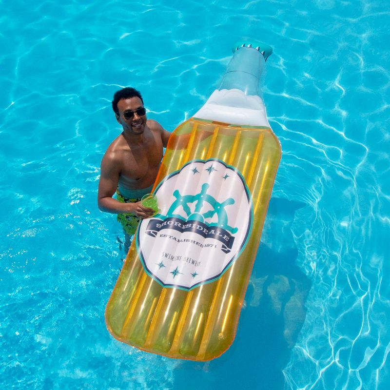 Swimline 81" Yellow and White Beer Bottle Swimming Pool Inflatable Float