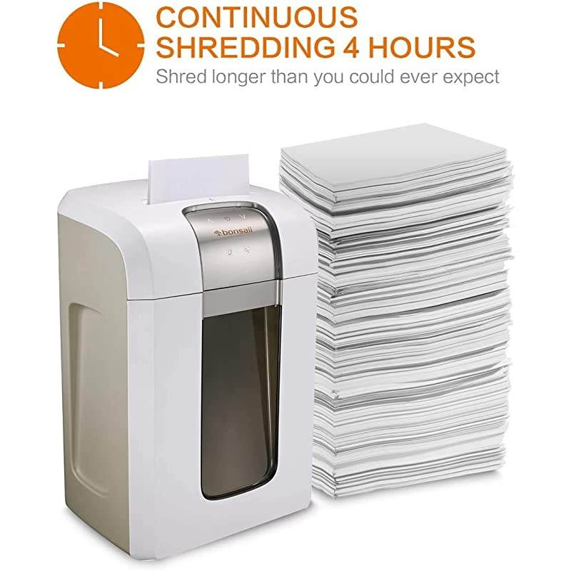 240-Minute Heavy-Duty Shredder, P-6 High-Security Micro-Cut Paper Shredder for Home & Office Use, Shreds CD/Credit Cards, 5-Sheet Shredding Capacity, White (5S30)