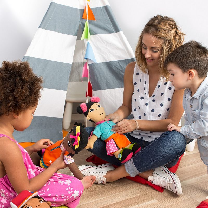 Miniland Fastening Learn To Dress 15" Doll - Female with Two Pink Bows