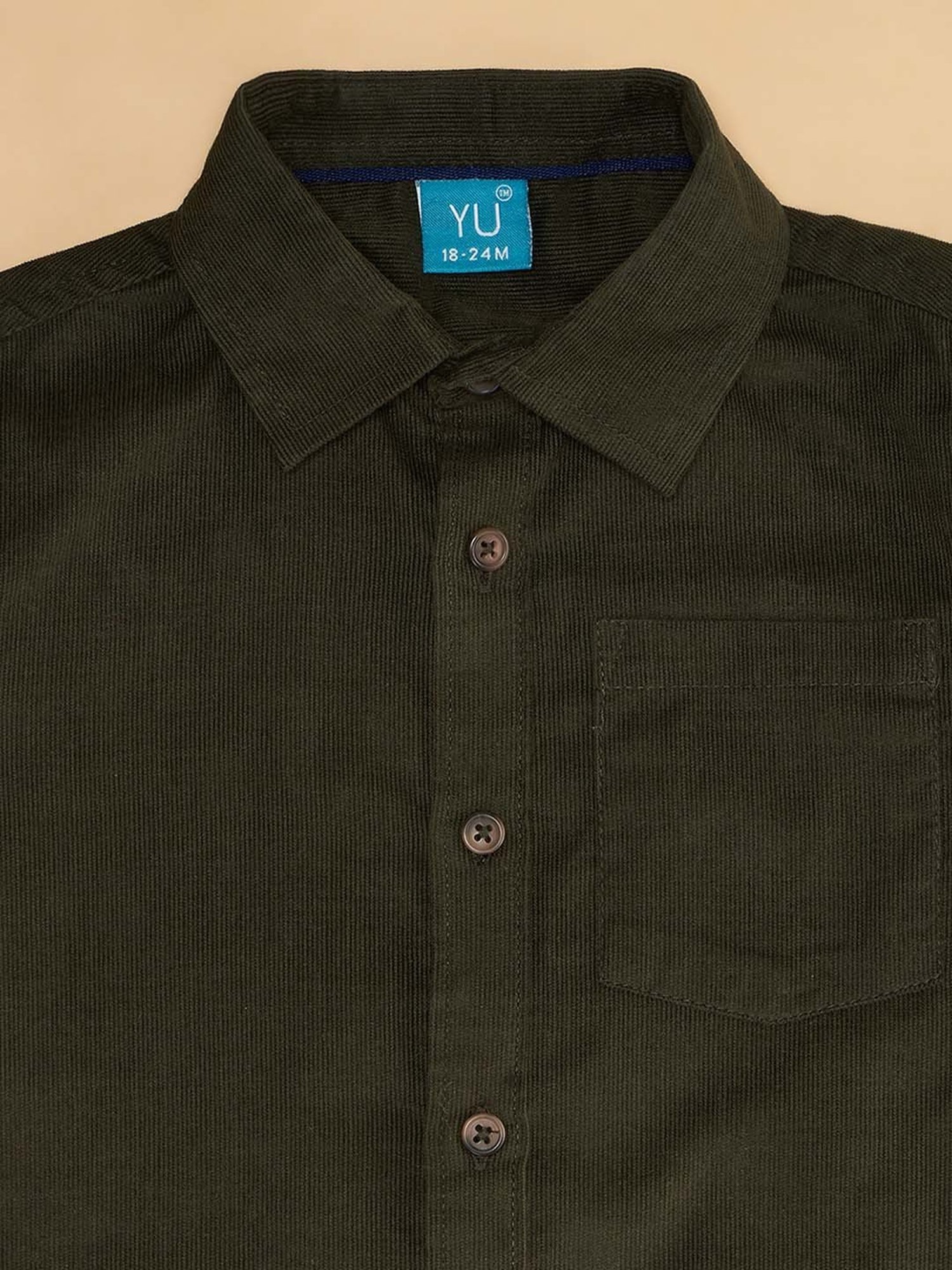 YU by Pantaloons Kids Green Regular Fit Full Sleeves Shirt