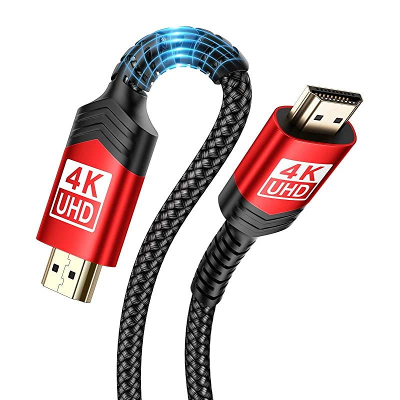 4K 60Hz HDMI Cable 10ft3M  HDMI 20 to HDMI High Speed 18Gbps 28AWG HDR 3D 2160p 1080p Braided Cord Compatible with Ethernet Audio ReturnARCFire TV UHD TV PC Red