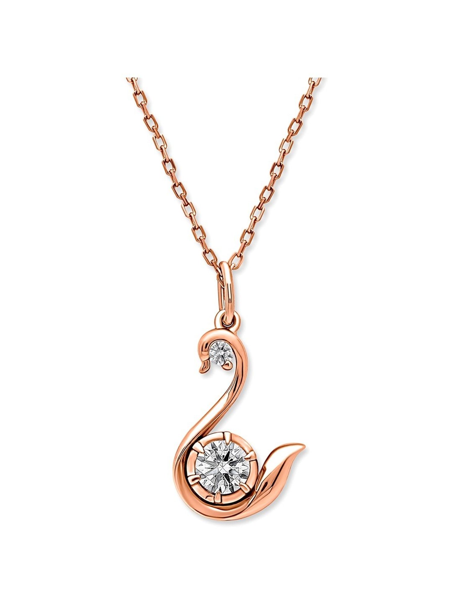 Silberry 92.5 Sterling Silver Rose Gold Swan Pendant with Chain