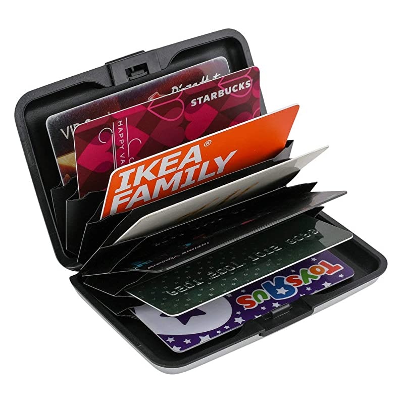 RFID Blocking Credit Card Protector Aluminum ID Case Hard Shell Business Card Holders Metal Wallet for Men or Women (Aluminum, Silver-L)