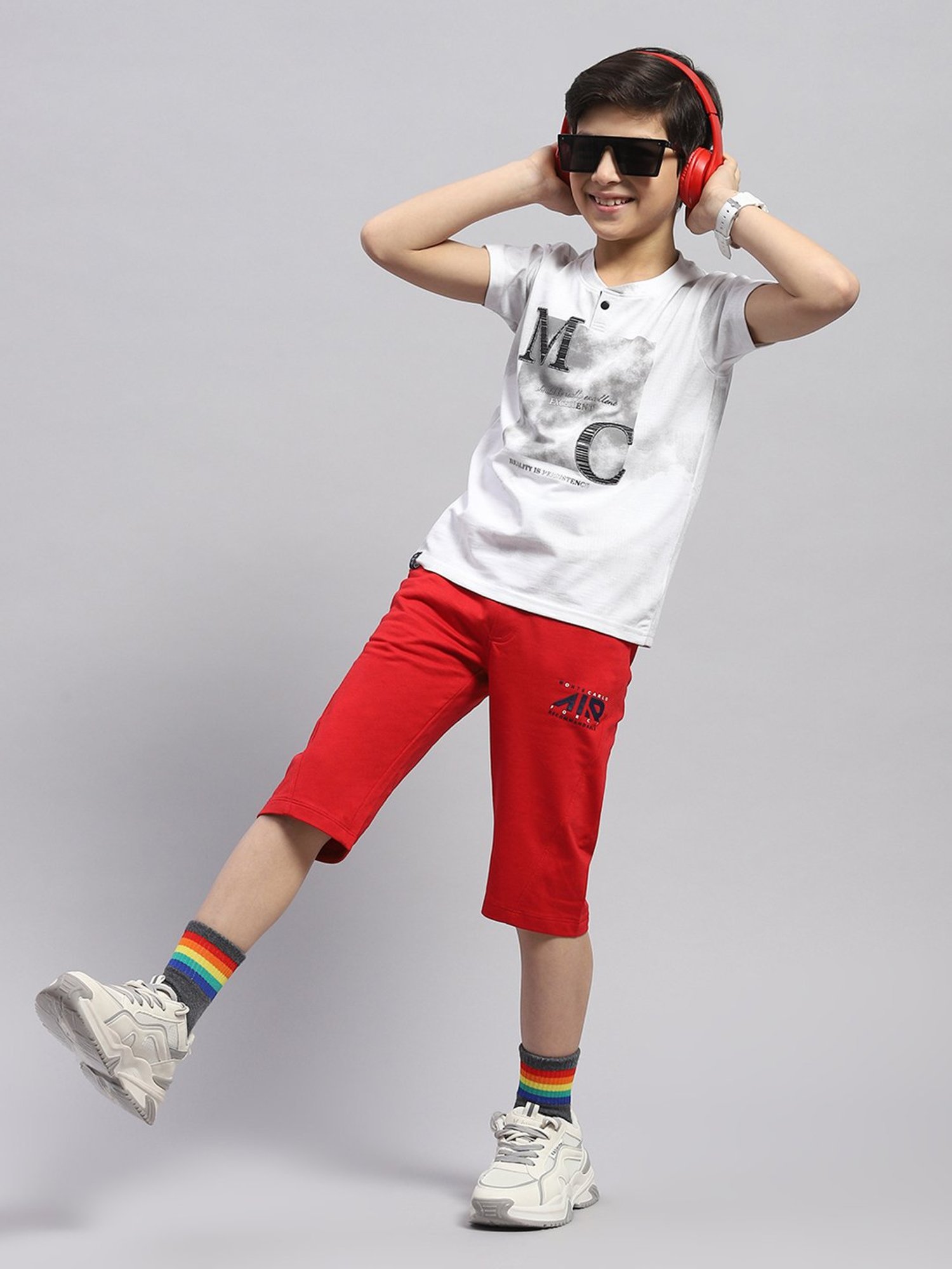 Monte Carlo Boys Red Printed Capri