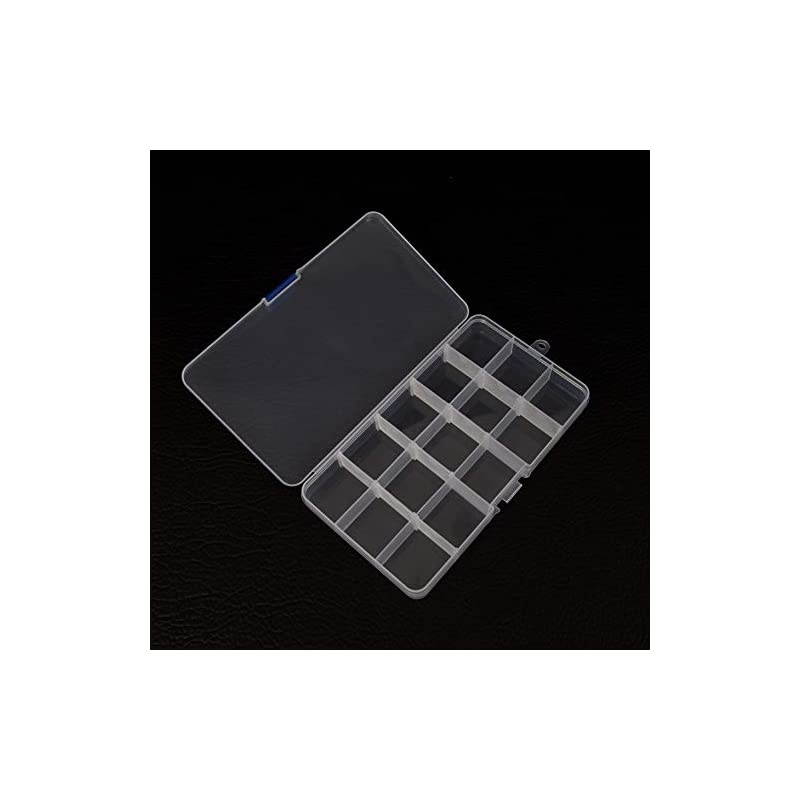 Plastic Grid Box Storage Organizer Case for Display Collection with Adjustable Dividers - 4 PCS x 15 Grid - Free Letter Stickers