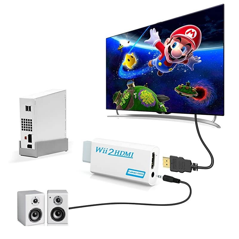 Wii to hdmi Converter,  wii to hdmi Adapter, wii to hdmi1080p 720p Connector Output Video & 3.5mm Audio - Supports All Wii Display Modes