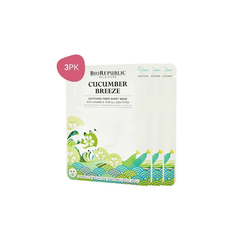 BioRepublic Skincare Face Mask - Cucumber Breeze - 3ct