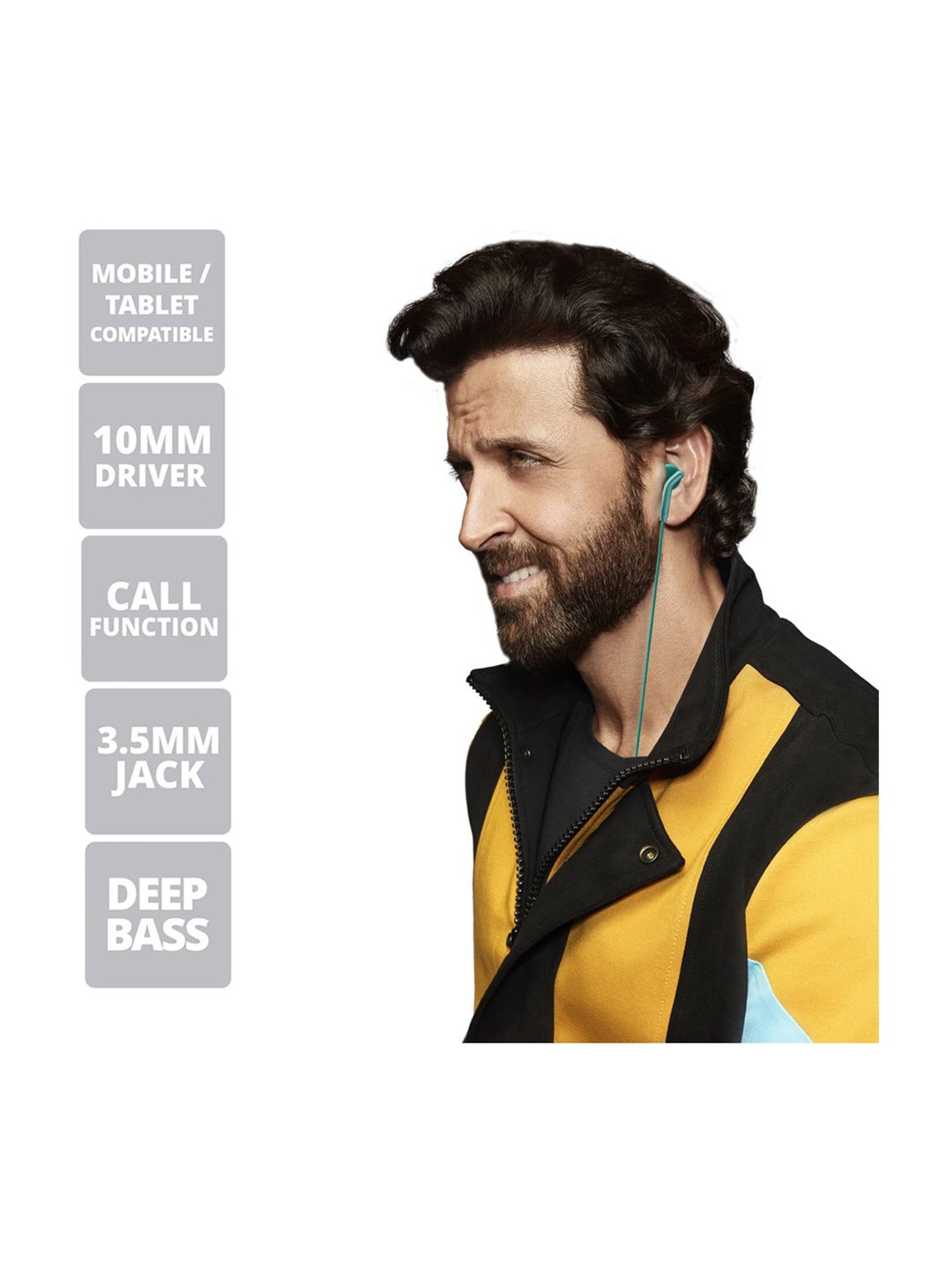 Zebronics Zeb-Bro in Ear Wired Earphones with Mic, 3.5mm Audio Jack, 10mm Drivers (Green)