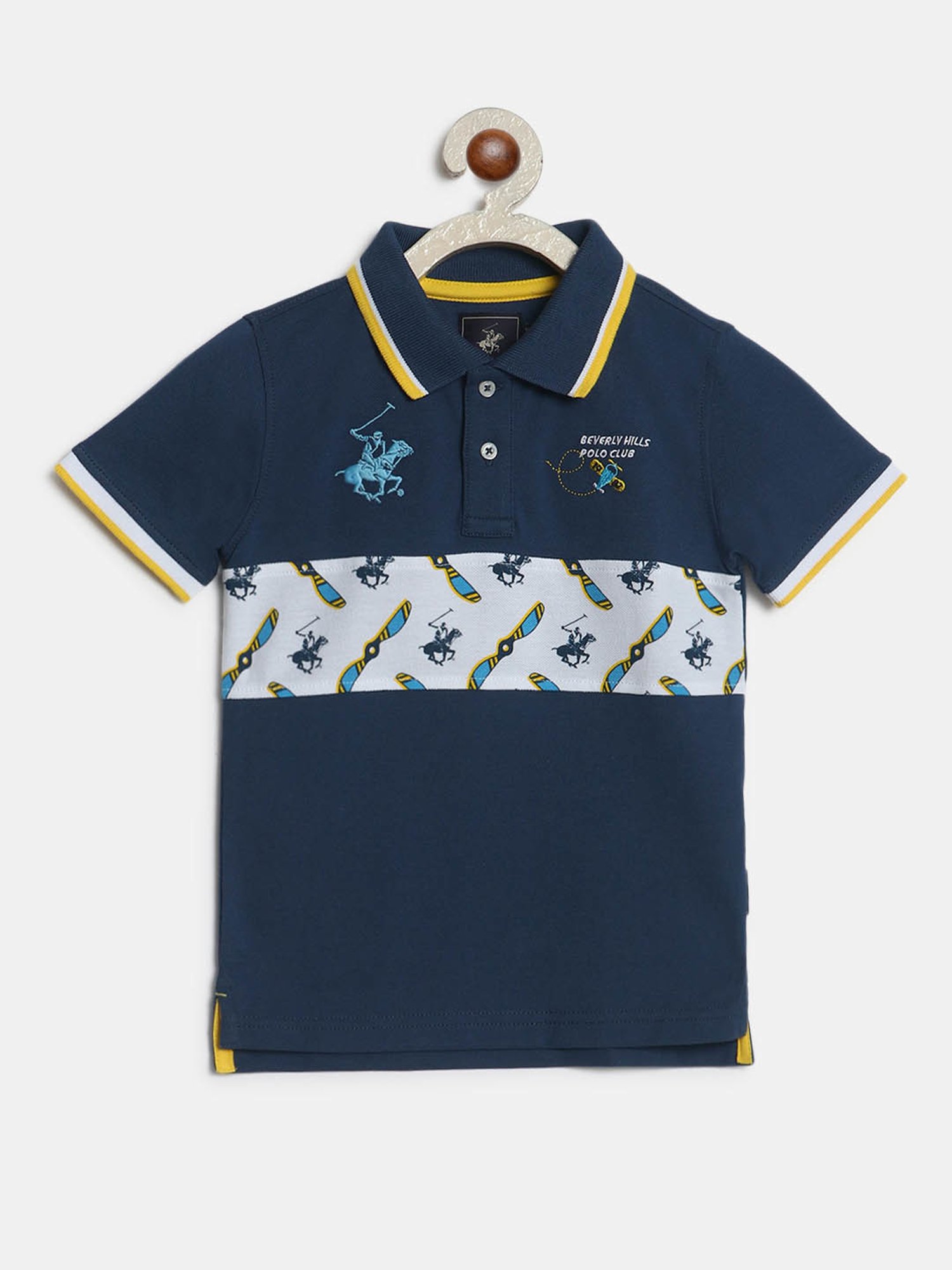 Beverly Hills Polo Club Kids Blue Printed Polo T-Shirt