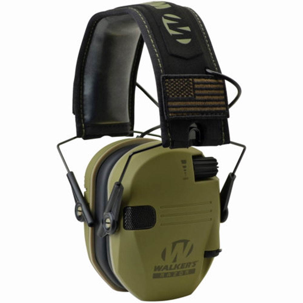 Walkers Razor Slim Shooter Electronic Ear Protection Muffs, Green Patriot