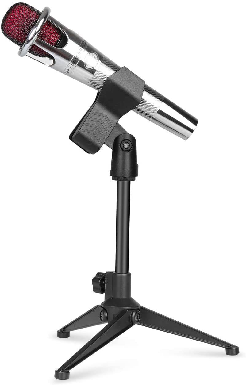 Depusheng Foldable Desktop Mic Stand Adjustable Angle Foldable Table Tops Microphone Mount Holder Stand Bracket Plastic Black