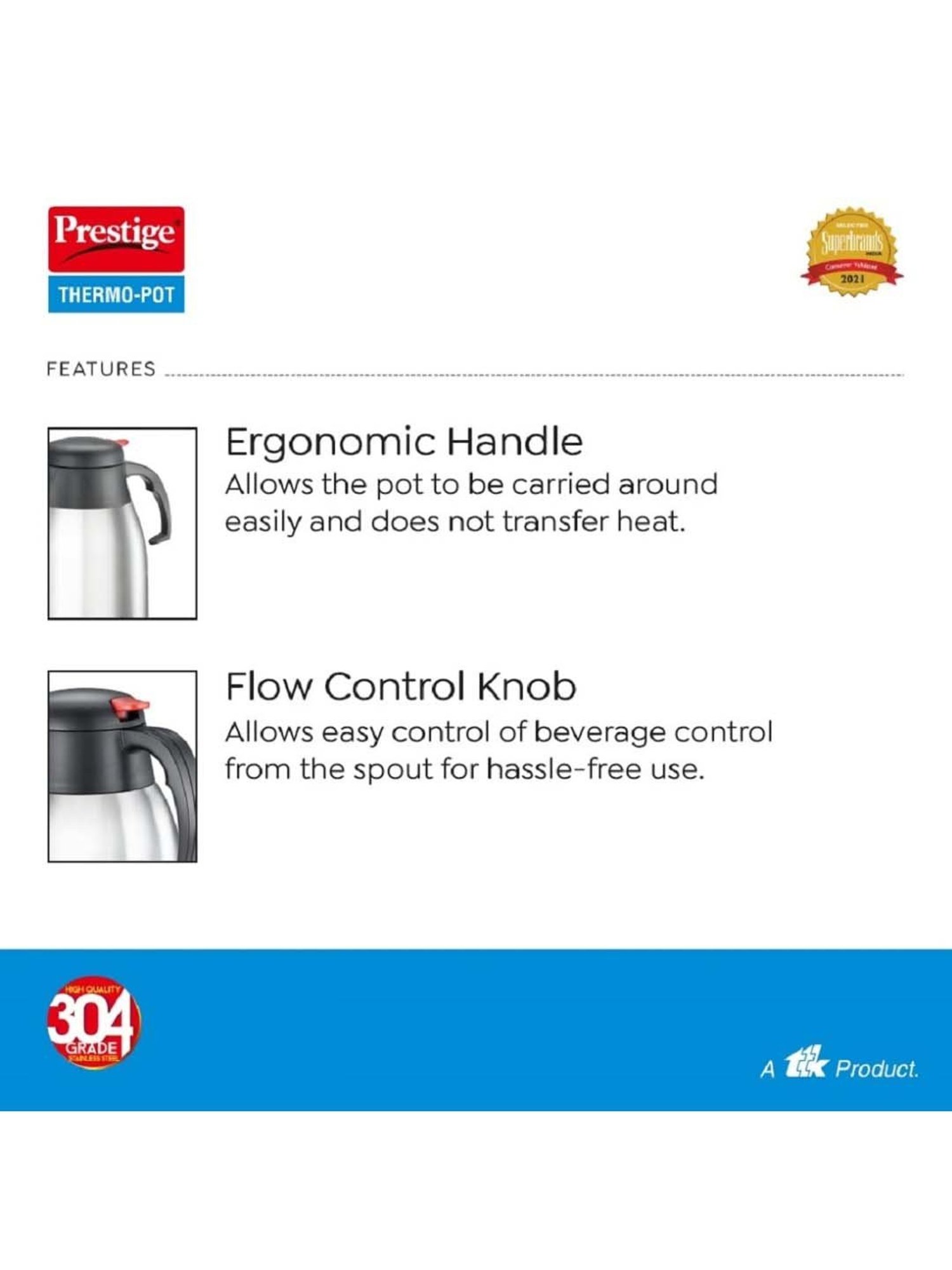 Milton Silver Stainless Steel Thermal Flask (1000 ml) - Set of 1