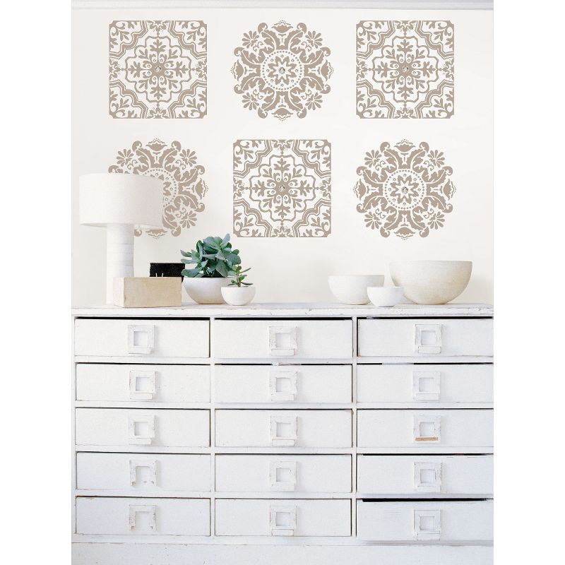 (Set of 16) 13" x 13" Kolkata Dots and Blox Wall Decals Neutral - WallPops