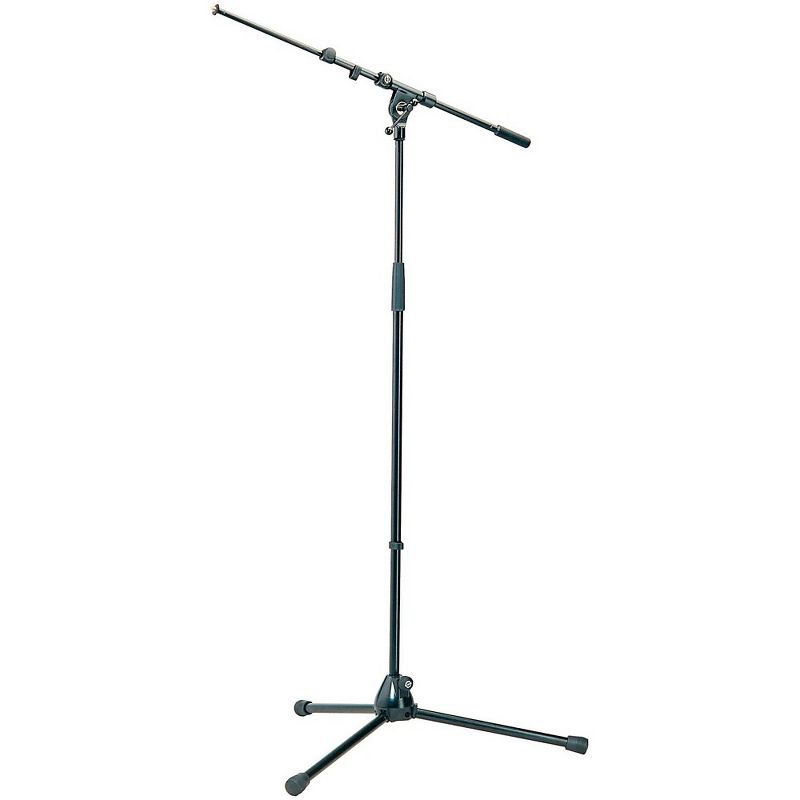 K&M Professional Top-Line Tripod Microphone Stand with Telescoping Boom Arm - Black Black